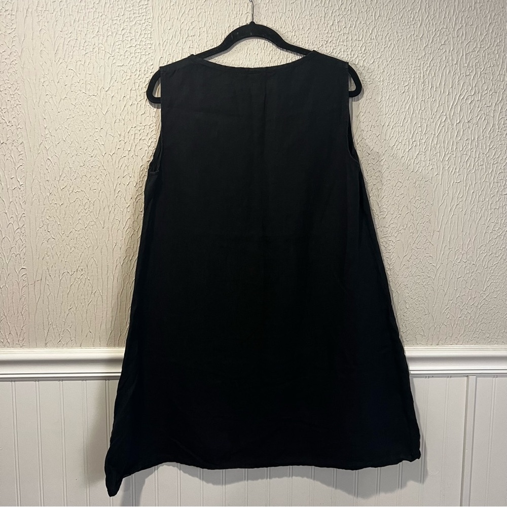 FLAX 100% Linen Black A-Line Dress size small - Picture 6 of 7